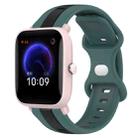 For Amazfit Pop Pro 20mm Butterfly Buckle Two-Color Silicone Watch Band(Green+Black) - 1