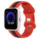 For Amazfit Pop Pro 20mm Butterfly Buckle Two-Color Silicone Watch Band(Red+Black) - 1