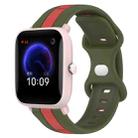 For Amazfit Pop Pro 20mm Butterfly Buckle Two-Color Silicone Watch Band(Red+Army Green) - 1