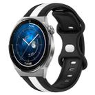 For Huawei Watch GT3 Pro 43mm 20mm Butterfly Buckle Two-Color Silicone Watch Band(Black+White) - 1