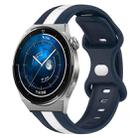 For Huawei Watch GT3 Pro 43mm 20mm Butterfly Buckle Two-Color Silicone Watch Band(White+Blue) - 1