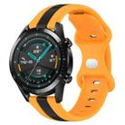 For Huawei Watch GT2 42mm 20mm Butterfly Buckle Two-Color Silicone Watch Band(Black+Yellow) - 1