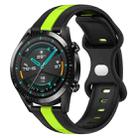 For Huawei Watch GT2 42mm 20mm Butterfly Buckle Two-Color Silicone Watch Band(Black+Green) - 1