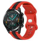 For Huawei Watch GT2 42mm 20mm Butterfly Buckle Two-Color Silicone Watch Band(Red+Black) - 1