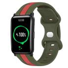 For Honor Watch ES 20mm Butterfly Buckle Two-Color Silicone Watch Band(Red+Army Green) - 1