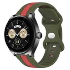 For Huawei Watch Buds 20mm Butterfly Buckle Two-Color Silicone Watch Band(Red+Army Green) - 1