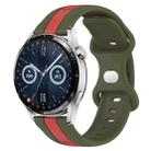 For Huawei Watch GT3 46mm 20mm Butterfly Buckle Two-Color Silicone Watch Band(Red+Army Green) - 1