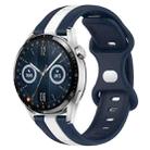 For Huawei Watch GT3 46mm 20mm Butterfly Buckle Two-Color Silicone Watch Band(White+Blue) - 1
