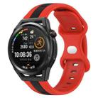 For Huawei Watch GT Runner 20mm Butterfly Buckle Two-Color Silicone Watch Band(Red+Black) - 1