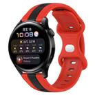 For Huawei Watch 3 20mm Butterfly Buckle Two-Color Silicone Watch Band(Red+Black) - 1