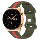 For Honor Watch GS 3 20mm Butterfly Buckle Two-Color Silicone Watch Band(Red+Army Green) - 1