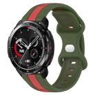 For Honor Watch GS Pro 20mm Butterfly Buckle Two-Color Silicone Watch Band(Red+Army Green) - 1