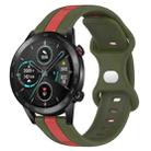 For Honor Magic Watch 2 46mm 20mm Butterfly Buckle Two-Color Silicone Watch Band(Red+Army Green) - 1