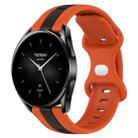 For Xiaomi Watch S2 42mm 22mm Butterfly Buckle Two-Color Silicone Watch Band(Orange+Black) - 1