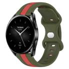 For Xiaomi Watch S2 42mm 22mm Butterfly Buckle Two-Color Silicone Watch Band(Red+Army Green) - 1