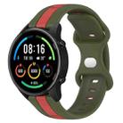 For Xiaomi MI Watch Sport 22mm Butterfly Buckle Two-Color Silicone Watch Band(Red+Army Green) - 1
