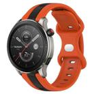 For Amazfit GTR 4 22mm Butterfly Buckle Two-Color Silicone Watch Band(Orange+Black) - 1