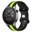 For Amazfit GTR 4 22mm Butterfly Buckle Two-Color Silicone Watch Band(Black+Green) - 1