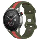 For Amazfit GTR 4 22mm Butterfly Buckle Two-Color Silicone Watch Band(Red+Army Green) - 1