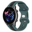 For Amazfit GTR 3 22mm Butterfly Buckle Two-Color Silicone Watch Band(Green+Black) - 1