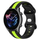 For Amazfit GTR 3 22mm Butterfly Buckle Two-Color Silicone Watch Band(Black+Green) - 1