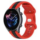 For Amazfit GTR 3 22mm Butterfly Buckle Two-Color Silicone Watch Band(Red+Black) - 1
