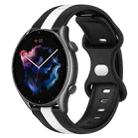 For Amazfit GTR 3 Pro 22mm Butterfly Buckle Two-Color Silicone Watch Band(Black+White) - 1
