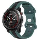 For Amazfit 3 22mm Butterfly Buckle Two-Color Silicone Watch Band(Green+Black) - 1