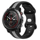 For Amazfit 3 22mm Butterfly Buckle Two-Color Silicone Watch Band(Black+Grey) - 1
