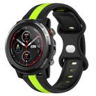 For Amazfit 3 22mm Butterfly Buckle Two-Color Silicone Watch Band(Black+Green) - 1
