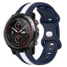 For Amazfit 3 22mm Butterfly Buckle Two-Color Silicone Watch Band(White+Blue) - 1
