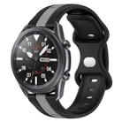 For Samsung Galaxy Watch3 45mm 22mm Butterfly Buckle Two-Color Silicone Watch Band(Black+Grey) - 1