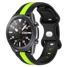 For Samsung Galaxy Watch3 45mm 22mm Butterfly Buckle Two-Color Silicone Watch Band(Black+Green) - 1