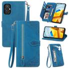 For Xiaomi Poco M5 Embossed Flower Shockproof Leather Phone Case(Blue) - 1