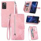 For ZTE Blade A72 4G Embossed Flower Shockproof Leather Phone Case(Rose Gold) - 1