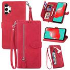 For  Samsung Galaxy A32 5G Embossed Flower Shockproof Leather Phone Case(Red) - 1