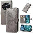 For Honor Magic 4 Pro Mandala Flower Embossed Leather Phone Case(Gray) - 1