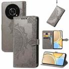 For Honor X30 / Magic 4 Lite 5G Mandala Flower Embossed Leather Phone Case(Gray) - 1