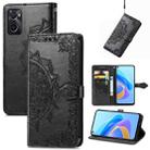 For OPPO A76 4G Mandala Flower Embossed Leather Phone Case(Black) - 1