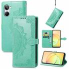 For Realme 10 4G Mandala Flower Embossed Leather Phone Case(Green) - 1