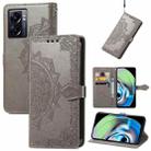 For Realme V23 Mandala Flower Embossed Leather Phone Case(Gray) - 1