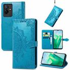 For vivo T2X 5G Mandala Flower Embossed Leather Phone Case(Blue) - 1