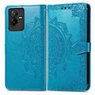 For vivo T2X 5G Mandala Flower Embossed Leather Phone Case(Blue) - 2
