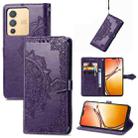 For vivo V23 5G Mandala Flower Embossed Leather Phone Case(Purple) - 1