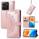 For vivo X80 Lite Mandala Flower Embossed Leather Phone Case(Rose Gold) - 1