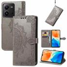 For vivo X80 Lite Mandala Flower Embossed Leather Phone Case(Gray) - 1