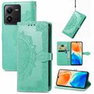 For vivo X80 Lite Mandala Flower Embossed Leather Phone Case(Green) - 1