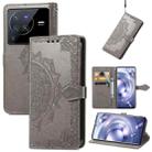 For vivo X80 Pro Mandala Flower Embossed Leather Phone Case(Gray) - 1