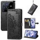 For vivo X80 Pro Mandala Flower Embossed Leather Phone Case(Black) - 1