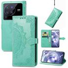 For vivo X80 Pro Mandala Flower Embossed Leather Phone Case(Green) - 1